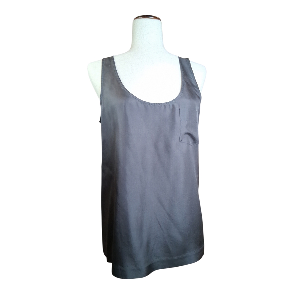 J. CREW Women's Soft Charcoal Gray Delicate Luxe Drapey Romantic Satin Tank 6